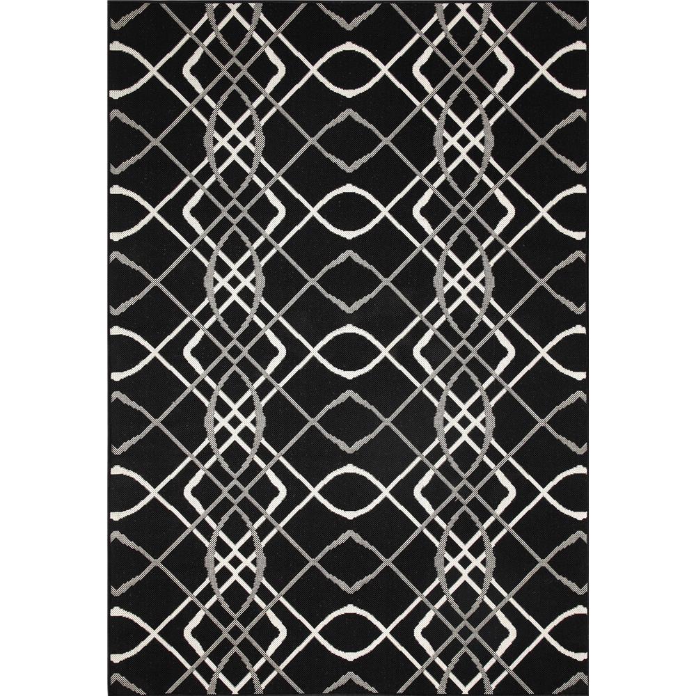Dynamic Rugs 1643 Villa 2 Ft. 2 In. X 7 Ft. Rectangle Rug in Black / Ivory